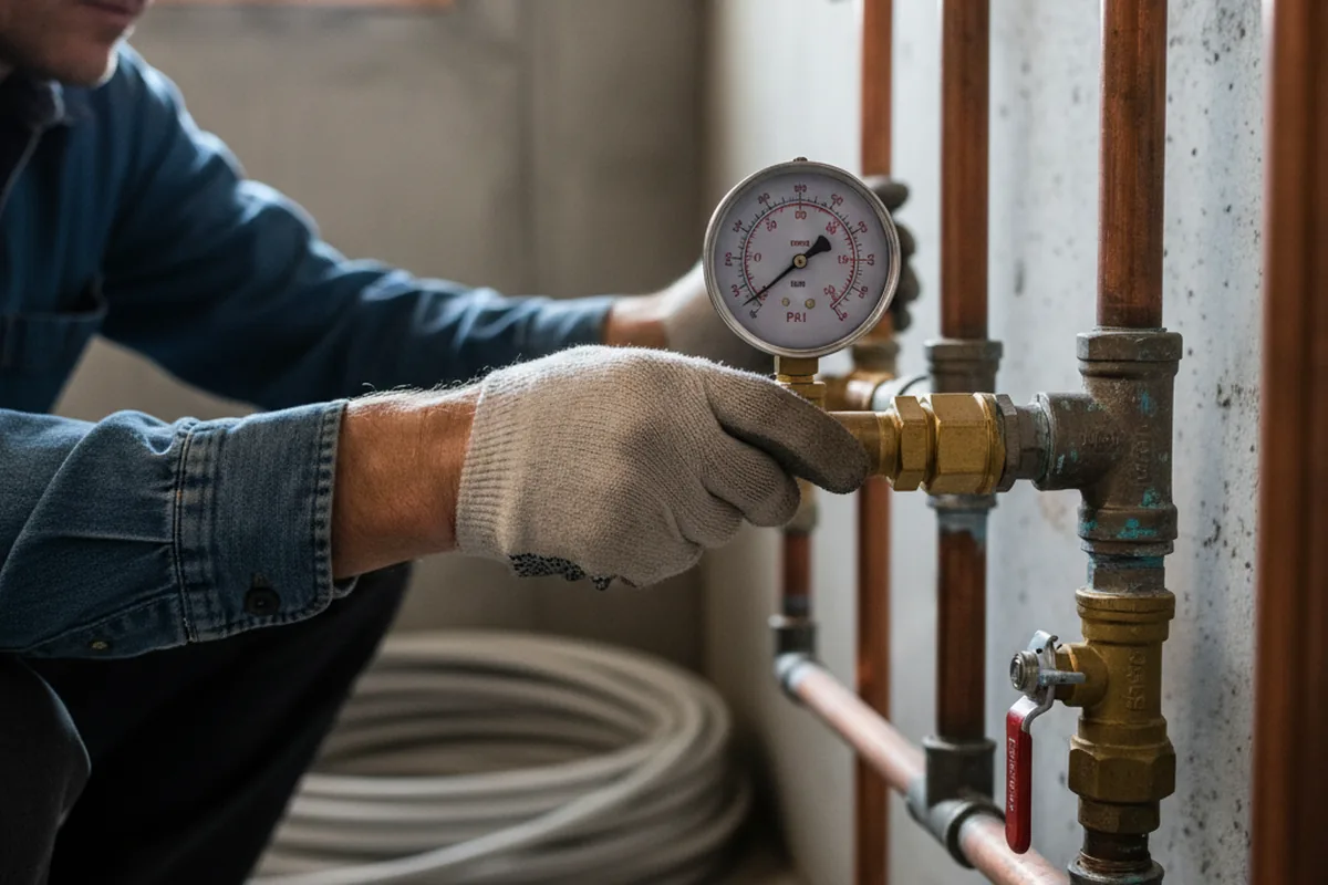 Pressure testing a repaired line during Water Line Repair in Aliquippa